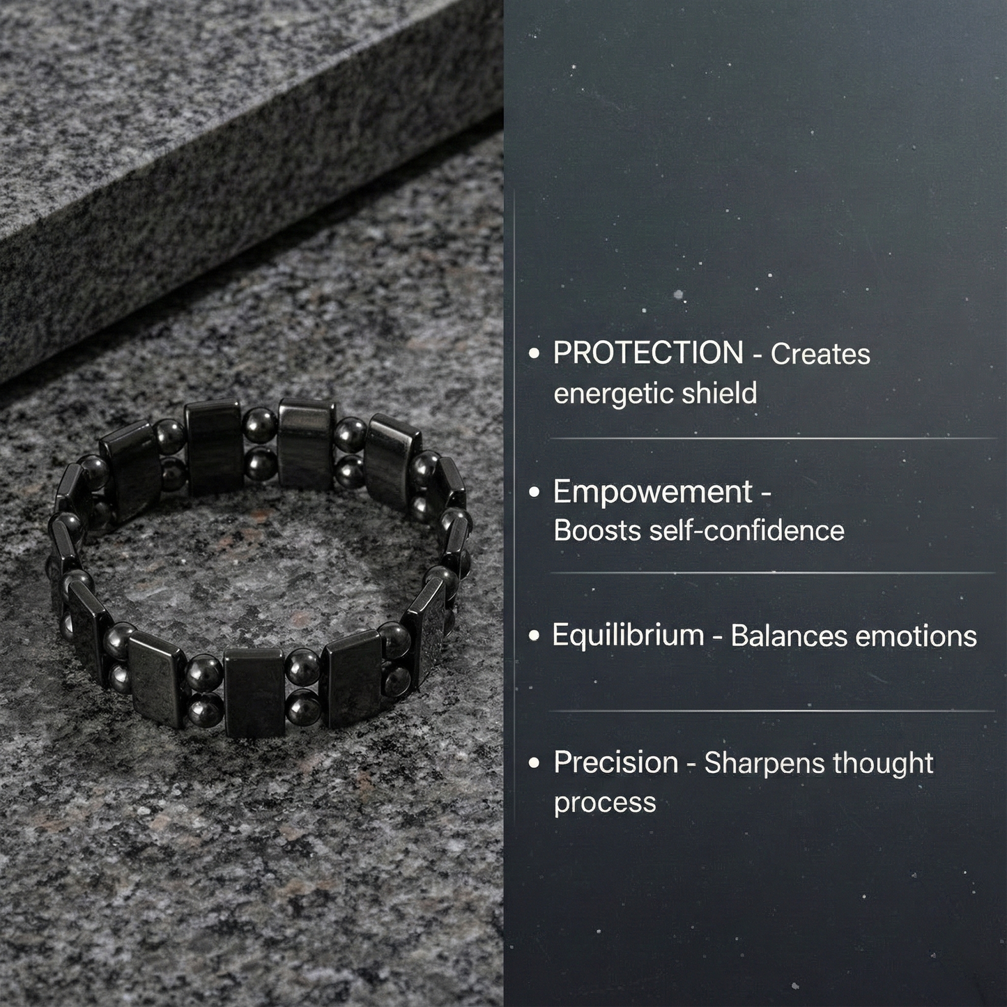 HEMATITE BRACELET - FOCUS SQUARE BEAD NEYROS