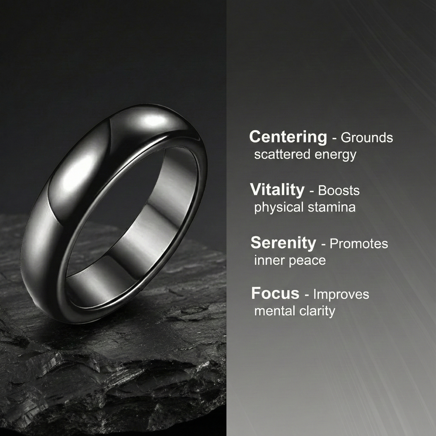HEMATITE RING - CURVED DOME NEYROS