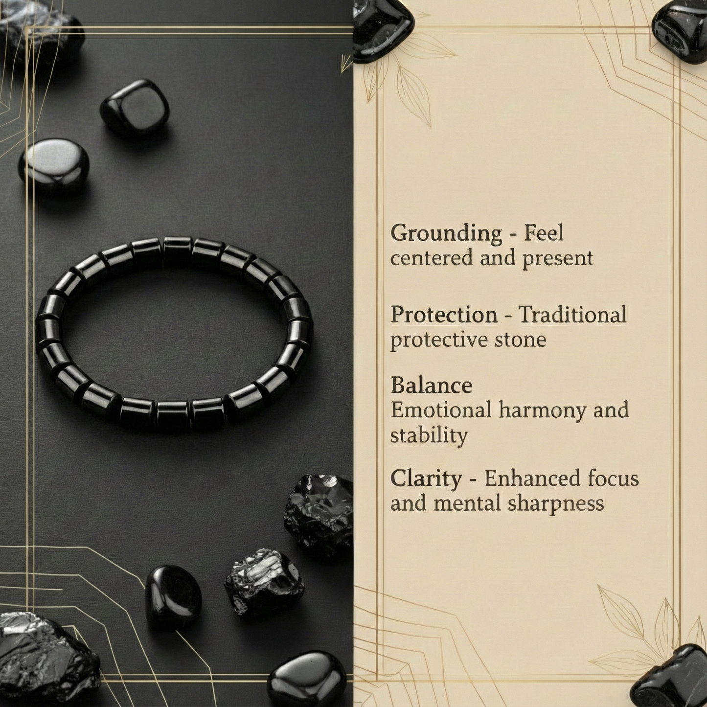 HEMATITE ANKLET - BLACK STONE BEADED NEYROS