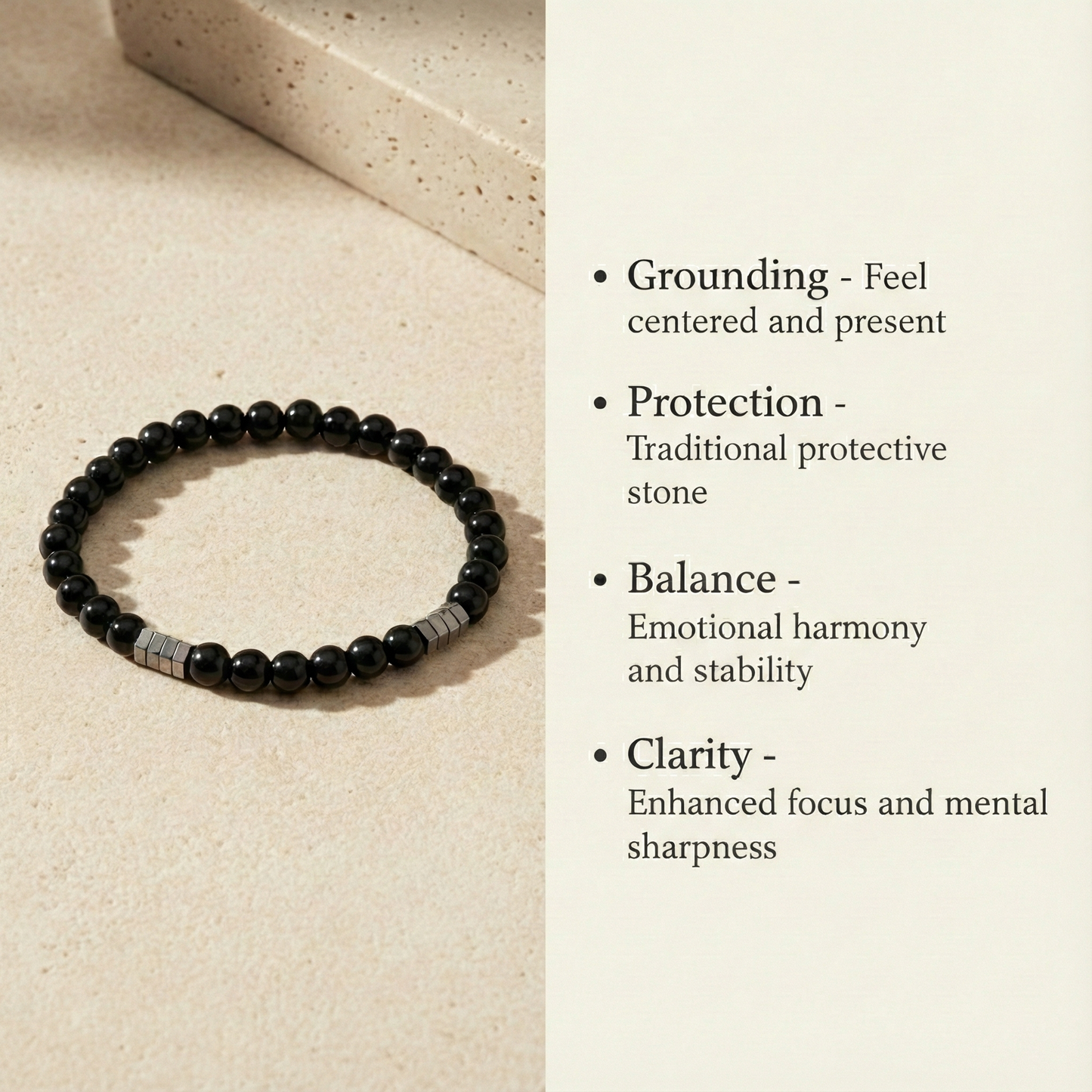 HEMATITE ANKLET - SHINY BLACK STONE NEYROS