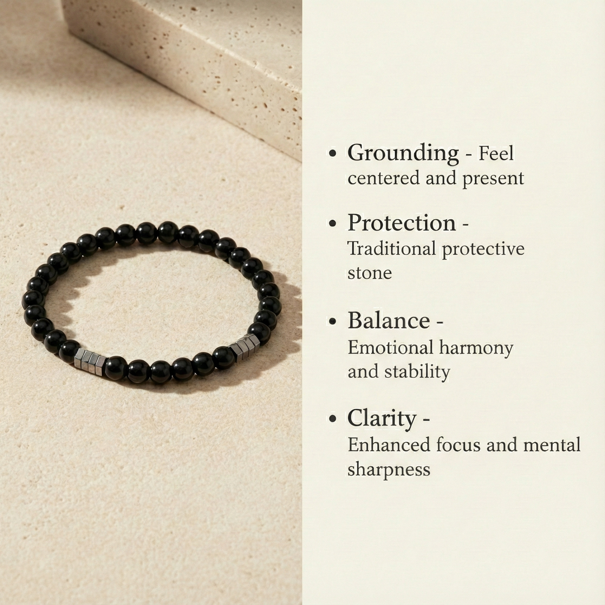 HEMATITE ANKLET - SHINY BLACK STONE NEYROS