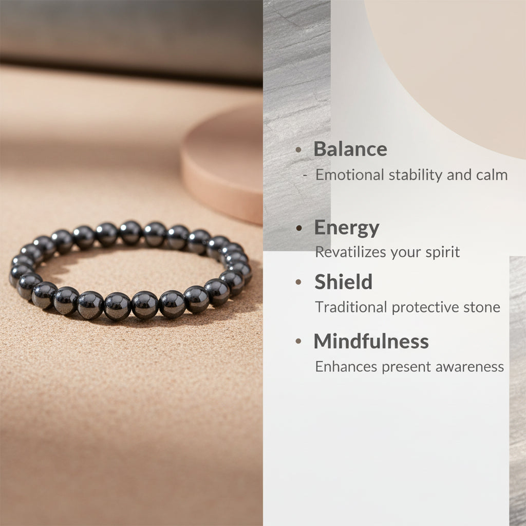 HEMATITE ANKLET - SIGNATURE MIXED BEAD NEYROS