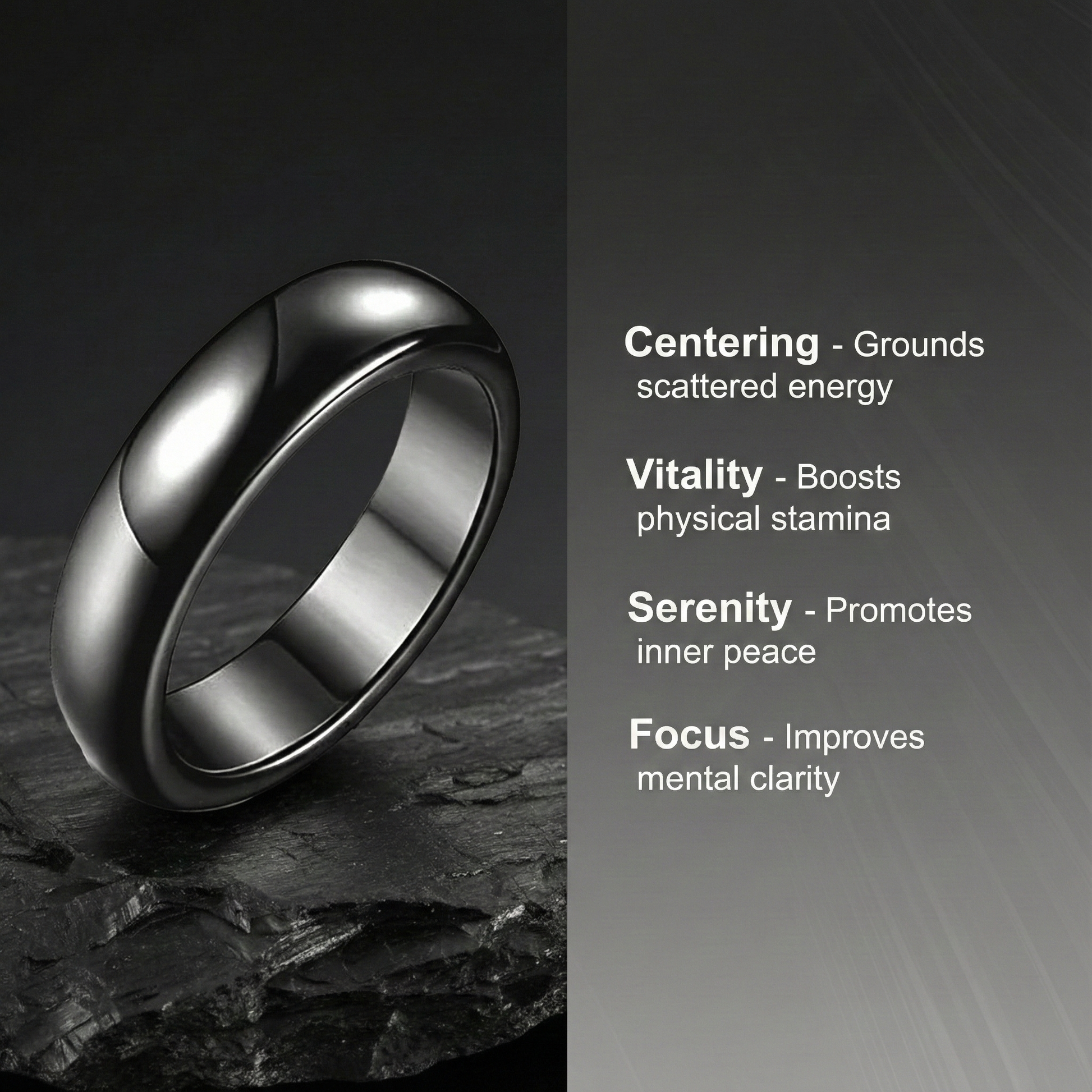 HEMATITE RING - CURVED DOME NEYROS