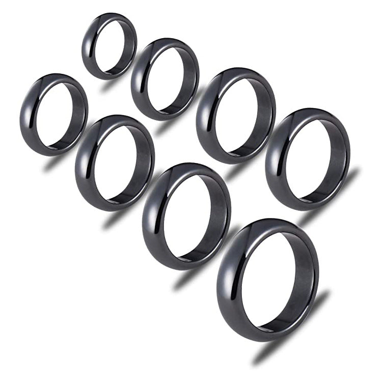 跨境热卖赤铁矿戒指[6T弧面] 无磁戒指黑色光面时尚个性食指戒指 NEYROS