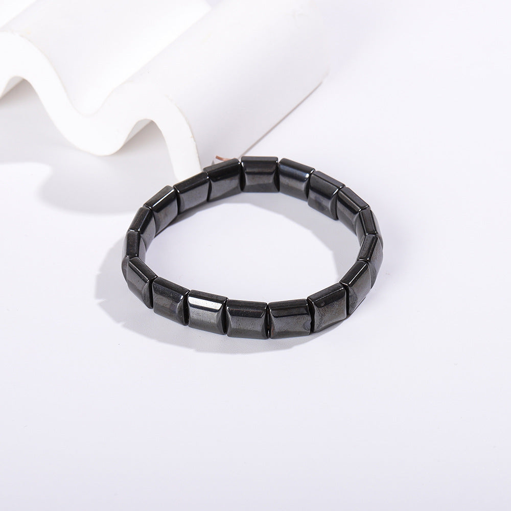 黑胆石赤铁矿手链欧美饰品复古男士磁性手串diy配饰宝石手饰跨境
