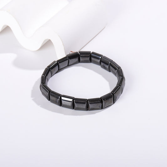 黑胆石赤铁矿手链欧美饰品复古男士磁性手串diy配饰宝石手饰跨境