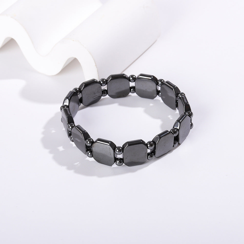 黑胆石赤铁矿手链欧美饰品复古男士磁性手串diy配饰宝石手饰跨境