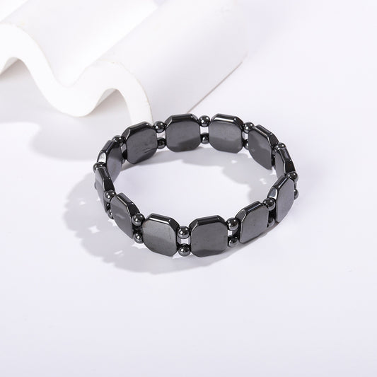 黑胆石赤铁矿手链欧美饰品复古男士磁性手串diy配饰宝石手饰跨境