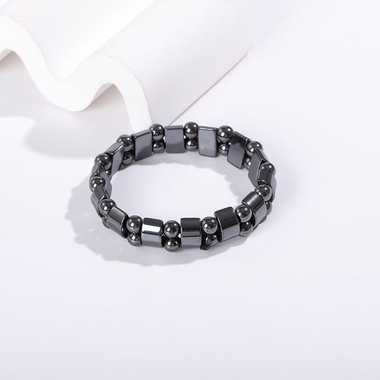 黑胆石赤铁矿手链欧美饰品复古男士磁性手串diy配饰宝石手饰跨境