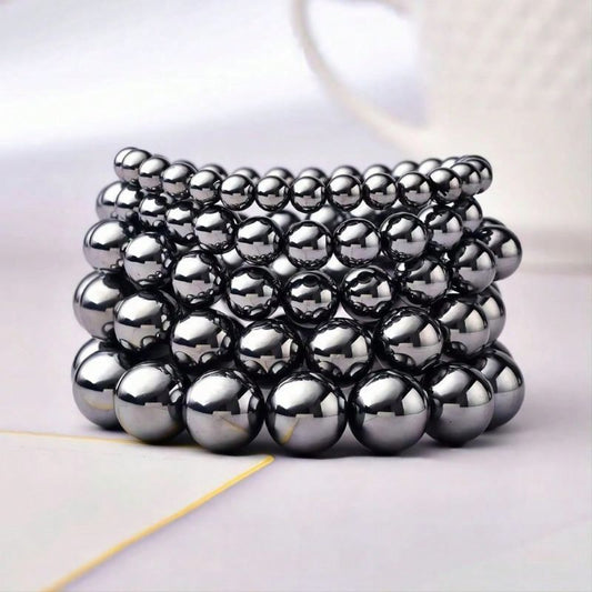 跨境热卖赤铁矿能量石多型号手链治愈系男女通用黑胆石手链套装