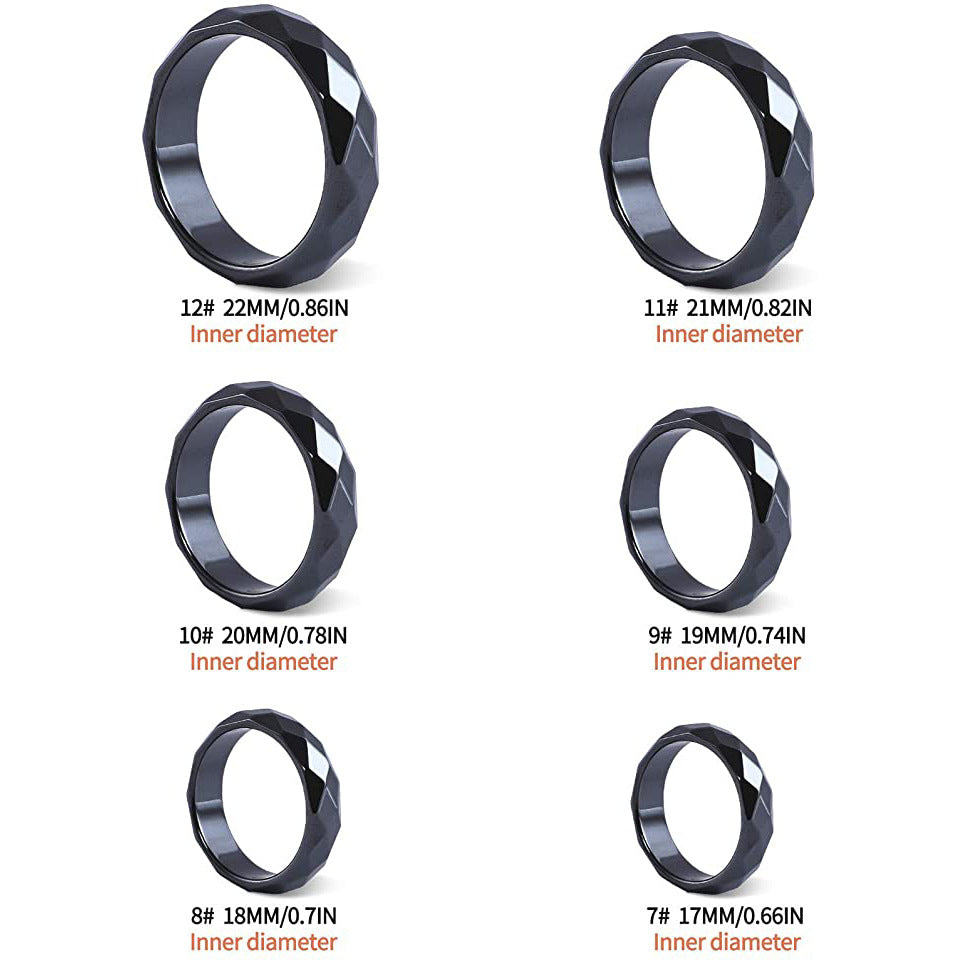 跨境热卖赤铁矿戒指[6T弧面] 无磁戒指黑色光面时尚个性食指戒指 NEYROS