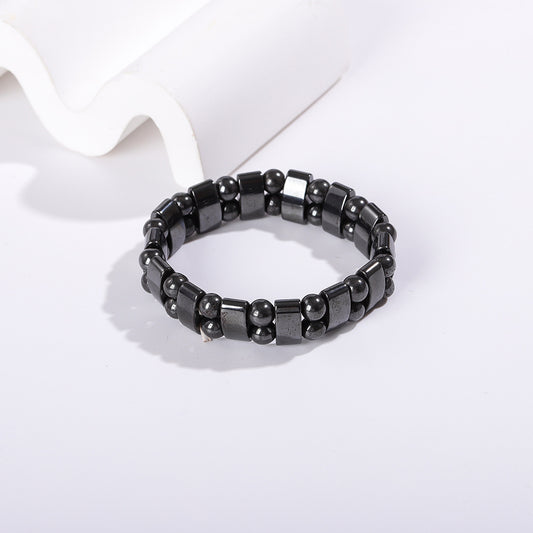 黑胆石赤铁矿手链欧美饰品复古男士磁性手串diy配饰宝石手饰跨境