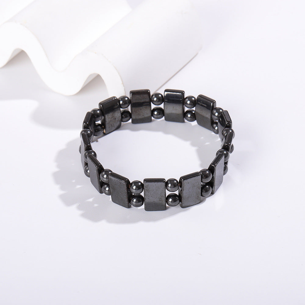 黑胆石赤铁矿手链欧美饰品复古男士磁性手串diy配饰宝石手饰跨境